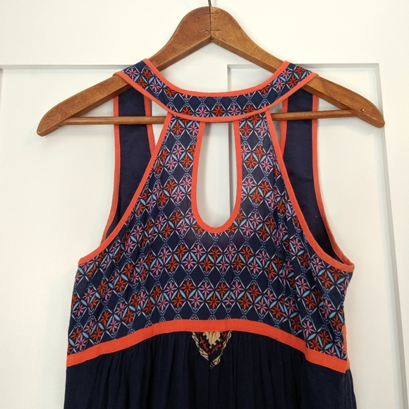 Anthropologie Navy and Orange Mini Dress - Picture 4 of 6